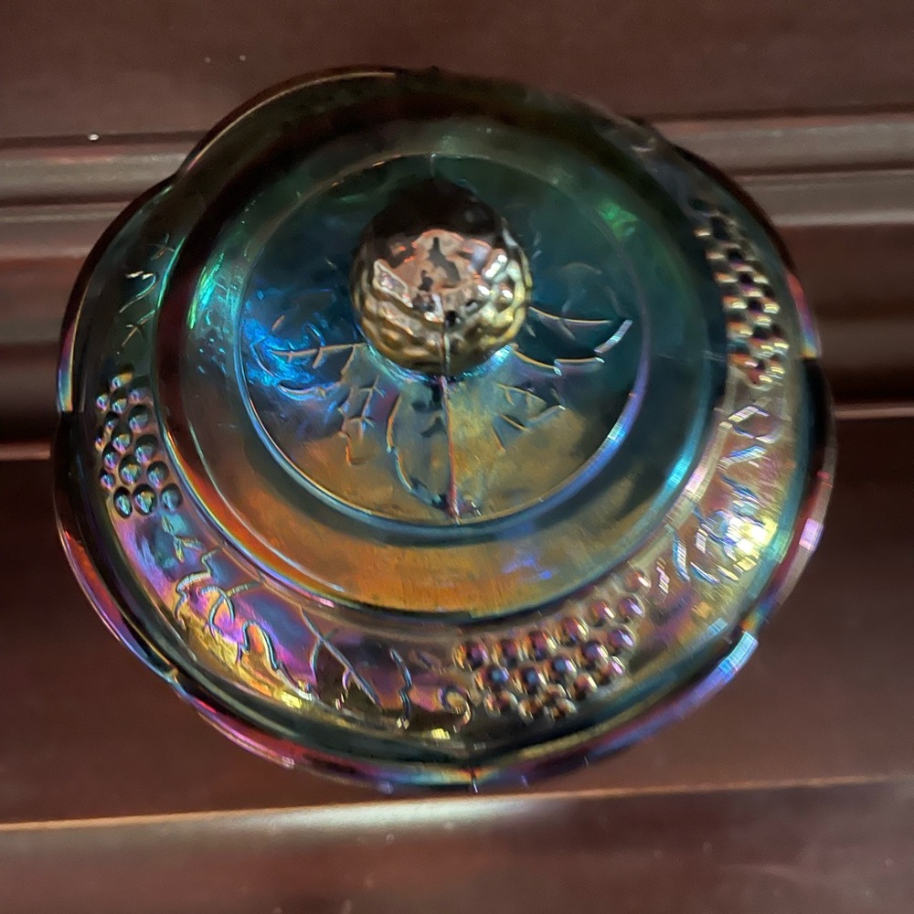 Vintage Indiana Glass ~ Harvest Grape 🍇 Blue 💙 Carnival Compote with Lid… - Picture 2 of 14